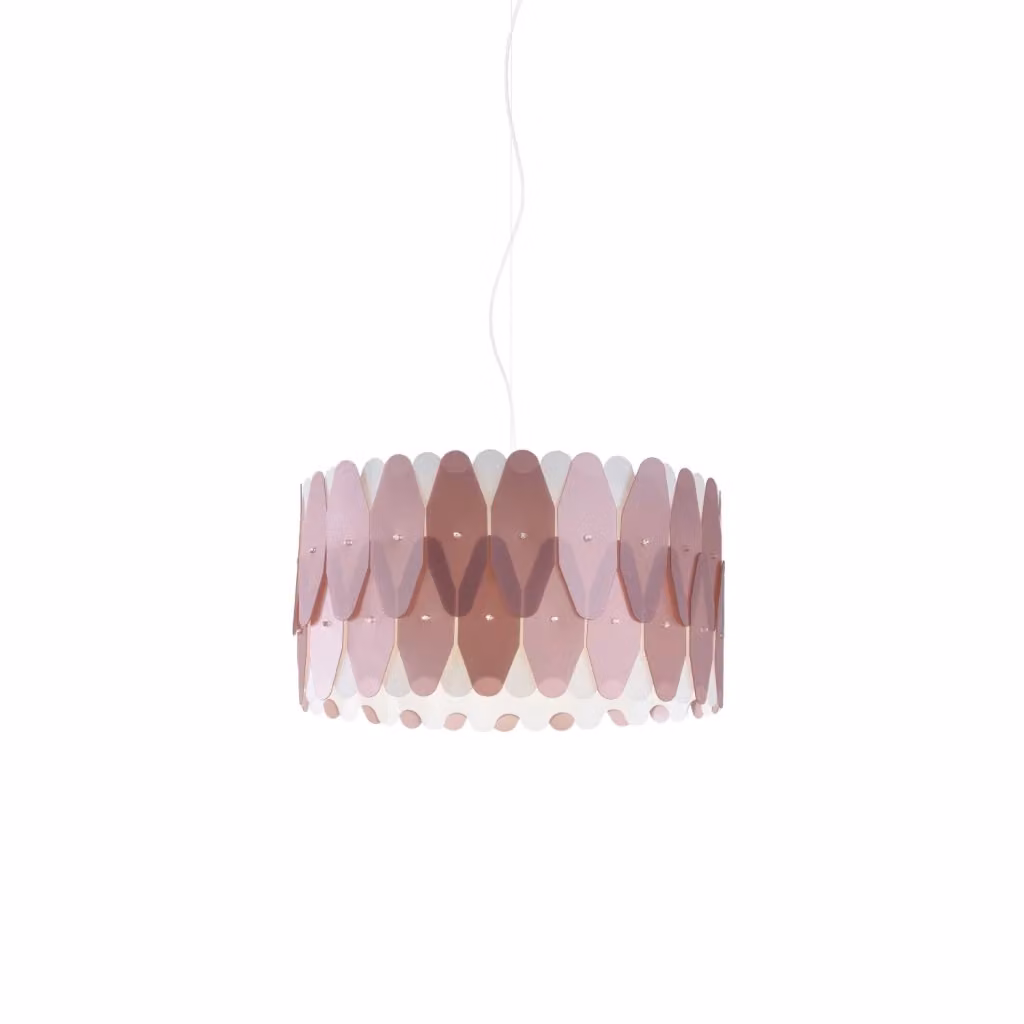 Lampada a sospensione moderna Amanda Polilux Linea Zero, colore rosa e cromo, diametro: 40 cm, attacco E27 – 2