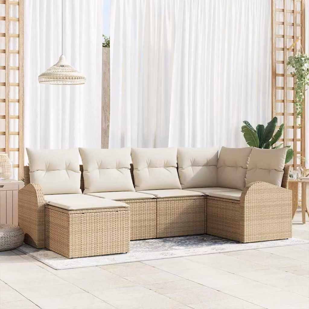 Maison Exclusive - Set Divano da Giardino 6 pcs Beige polyrattan