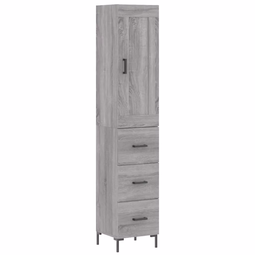 Credenza moderna vidaXL in legno e metallo grigio, sospesa a parete, L/P/H: 34,5 x 34 x 180 cm – 2