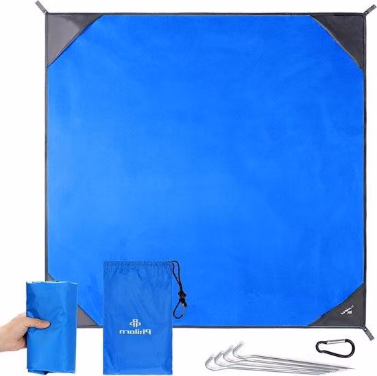 Tappeto da picnic impermeabile - Tappeto da spiaggia grande 250 x 250 cm - Tappeto da campeggio con picchetti