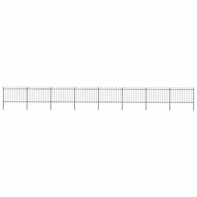 Recinzione da giardino vidaXL in acciaio con parte superiore ad anello, colore nero, L: 1339 cm, H: 120 cm