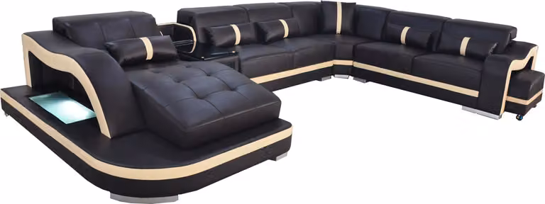 Leder Couch Polster Sitz Wohnlandschaft Modern Eck Garnitur Sofa U-Form Design