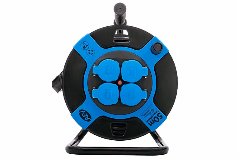 REV RITTER Kabeltrommel 50m KS H05VV schwarz / blau