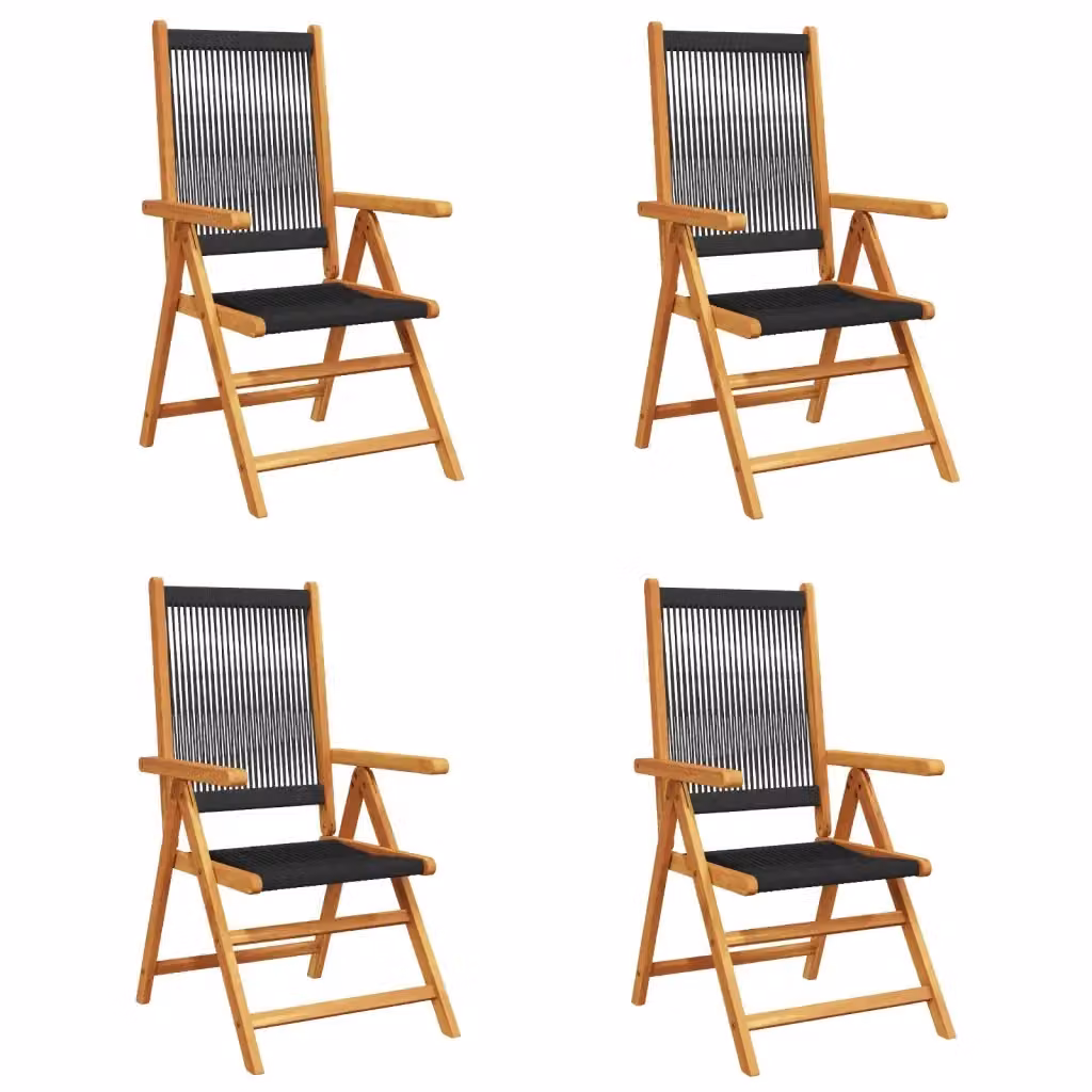 Set di 4 sedie pieghevoli reclinabili vidaXL in legno di acacia nero con seduta in textilene – 2