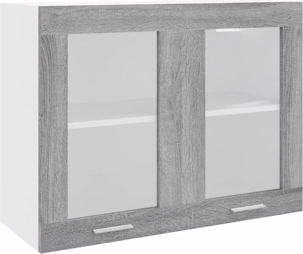 Pensile “Lyon” Grigio Sonoma 80x31x60 cm Vetro e