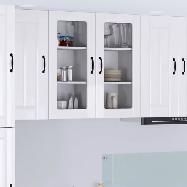 Mobile a parete moderno vidaXL in MDF con ante in vetro Bianco Lucido set da 2 pezzi
