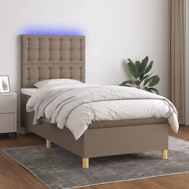 Letto a molle con materasso vidaXL in tessuto con illuminazione LED e porta USB, L/P: 80 x 200 cm