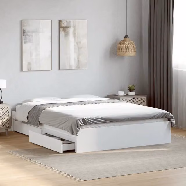 Letto con contenitore e cassetti vidaXL in legno bianco 140x200 cm