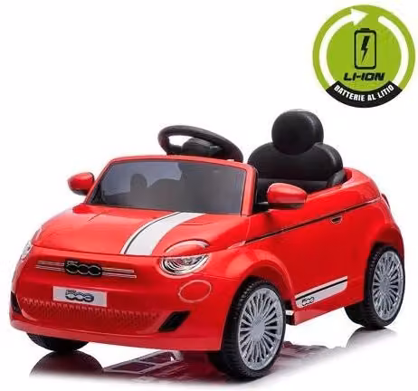 Auto elettrica Mandelli Fiat 500 Cabrio rossa con batteria ricaricabile da 10,8V