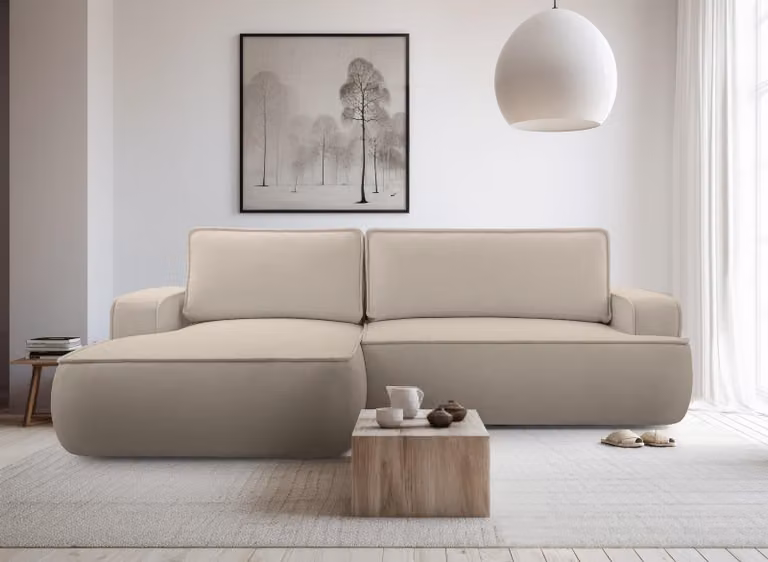 AX LIVING Ablia Beige Divano a L con funzione di riposo largo 267 cm L