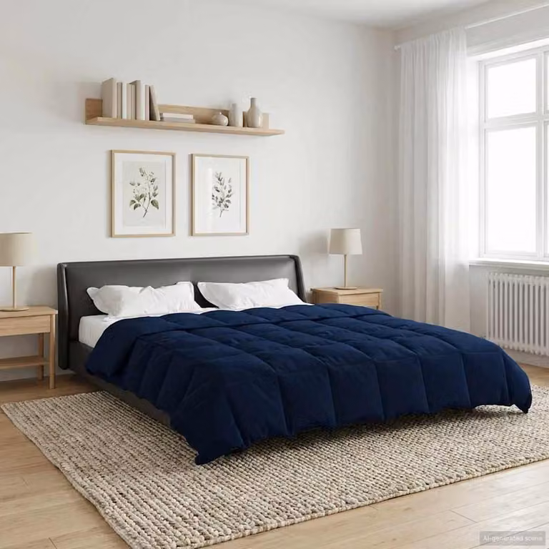 vidaXL Piumone Invernale in Microfibra Traspirabile e Reversibile, Blu, L/P: 220 x 240 cm