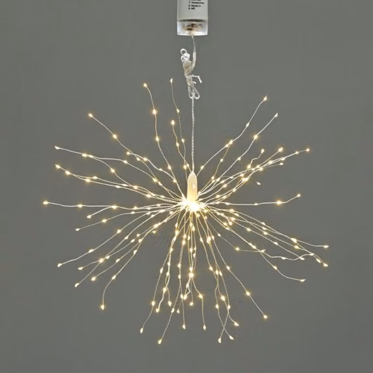 Luci natalizie ACA, 250 LED, bianco caldo, color argento, filo di rame, alimentate a batterie (4xAA) + telecomando, grado di protezione IP44, X0125011811