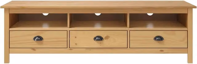 Mobile Porta TV Hill vidaXL in Legno di Pino Marrone, Stile Retro, L: 158 cm, P: 40 cm, H: 47 cm – 1