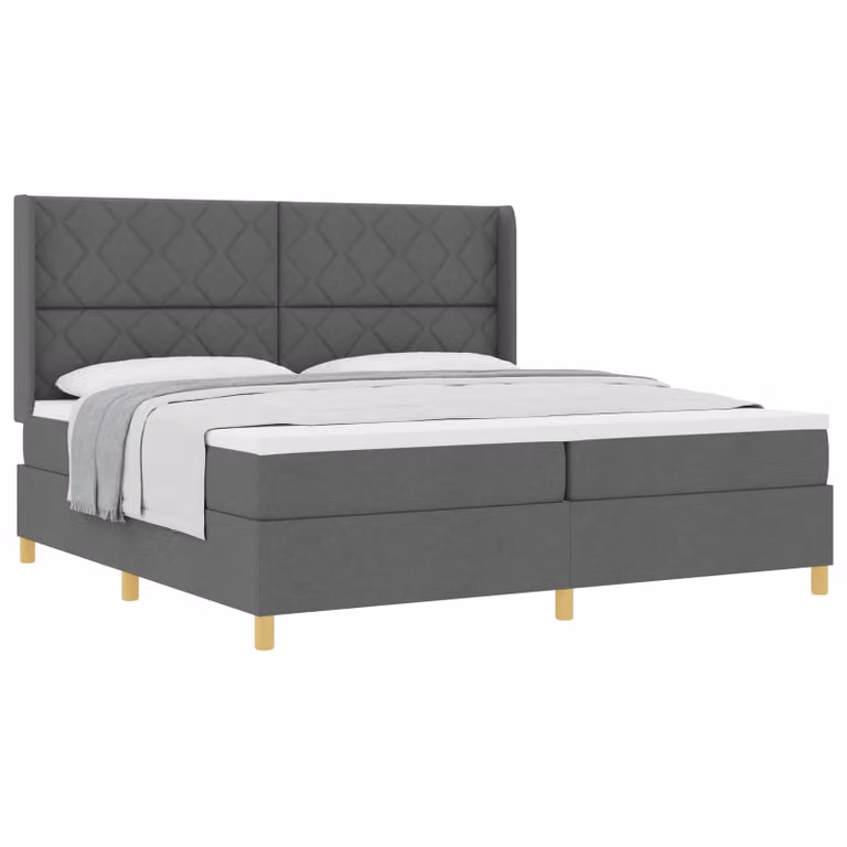 Letto a molle con materasso vidaXL in tessuto grigio con dettagli oro L: 200 cm, P: 200 cm, H: 128 cm