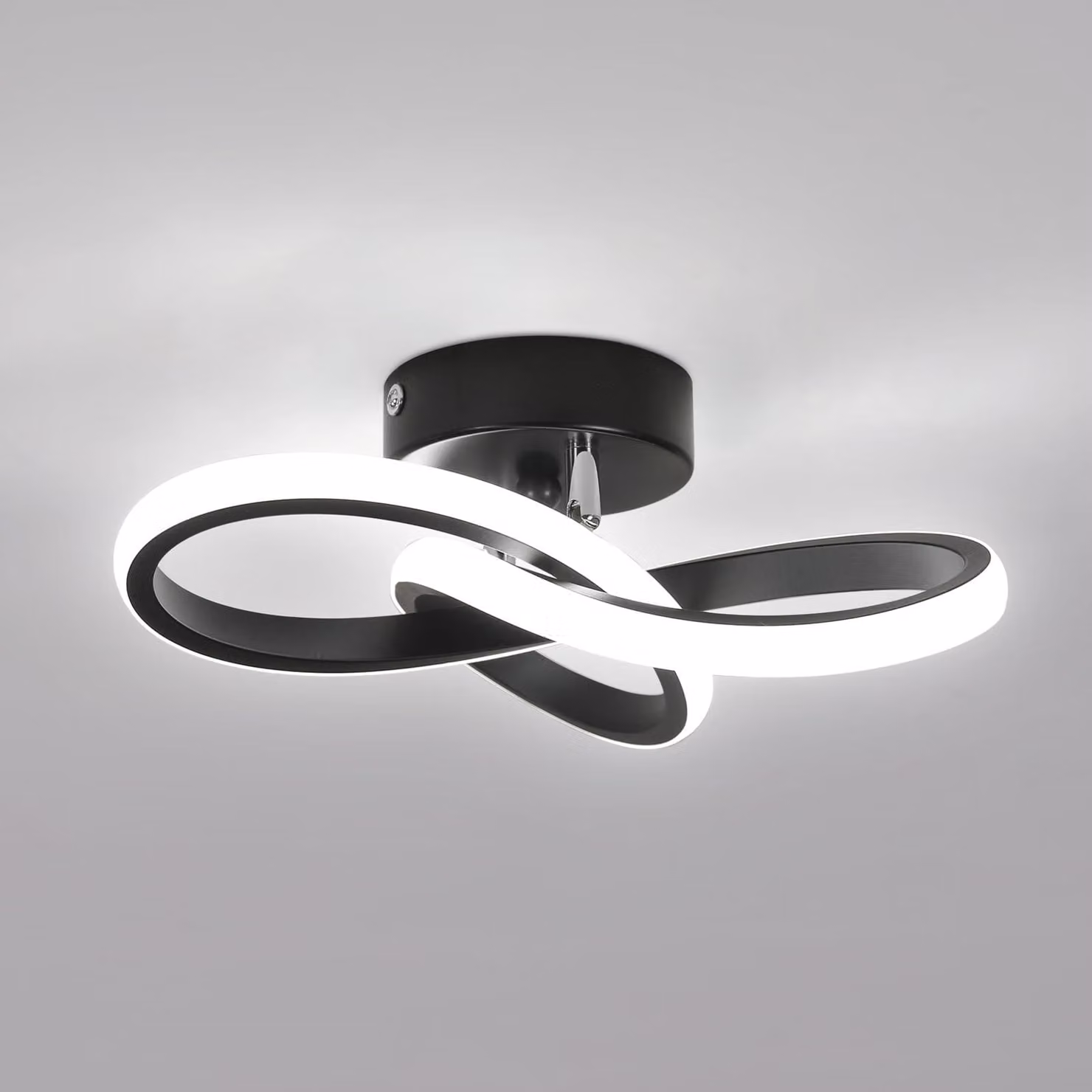 Lampada a soffitto LED Toolight, 22W, 2475 lumen, 6500K, colore nero, diametro 25cm, forma a trifoglio, ideale per corridoi – colore nero intenso