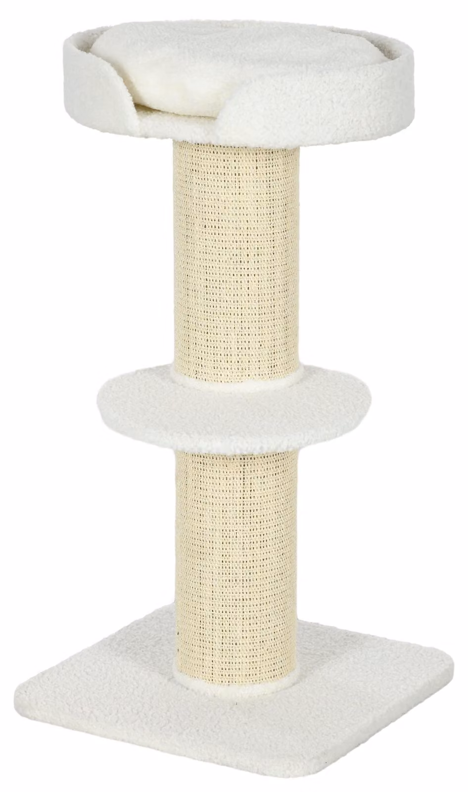 Albero per gatti Kratzbaum, altezza 91 cm, con cestino e piattaforma giochi | Colore: Bianco