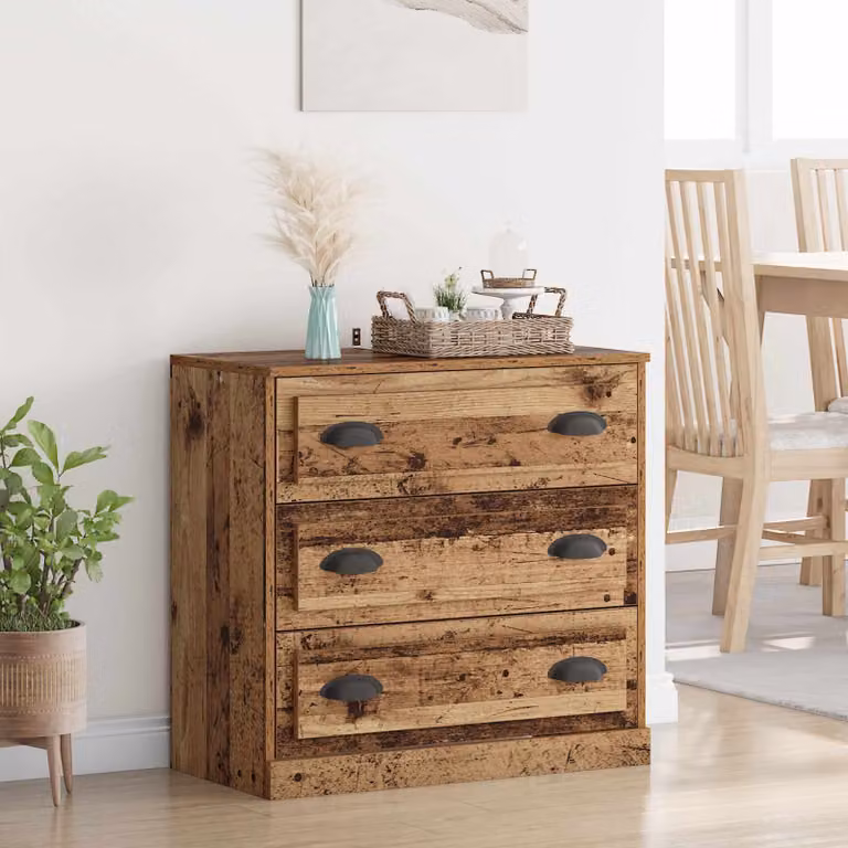 Credenza vidaXL in legno vecchio stile marrone e nero L: 70 cm, P: 35,5 cm, H: 67,5 cm