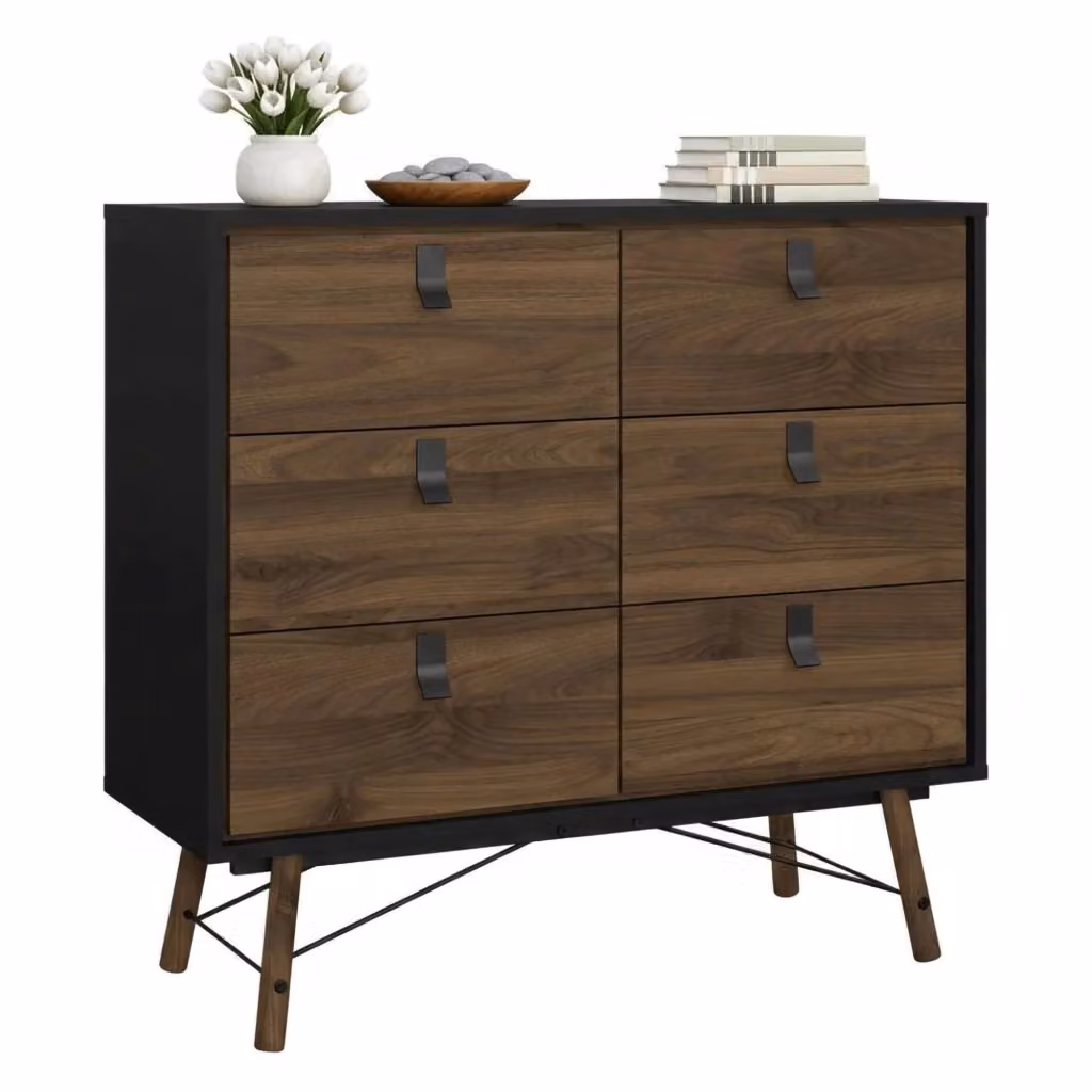 Credenza Maka DMORA, Buffet e Madia da Soggiorno o Cucina, Nero e Noce, L 102 x P 40 x H 95 cm – 2