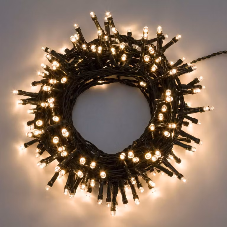 Xmas King: filare di luci LED da 20 m con 500 LED, 31 V, per esterni, 8 programmi, bianco caldo