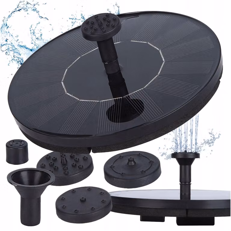 Fontana Da Giardino Solare Con Corpo Flottante Per Stagni, 4 Getti, Filtro, Pompa