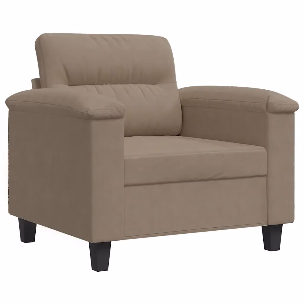 Poltrona moderna vidaXL in microfibra beige con braccioli e struttura in metallo – 2