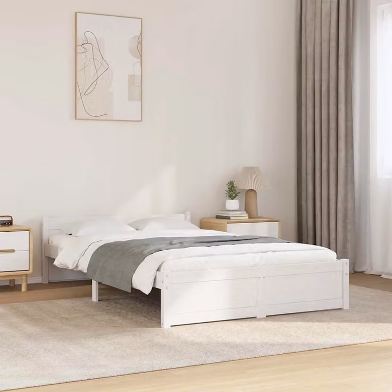 Giroletto vidaXL in legno massello di pino bianco con doghe fisse L/P/H: 120 x 200 cm