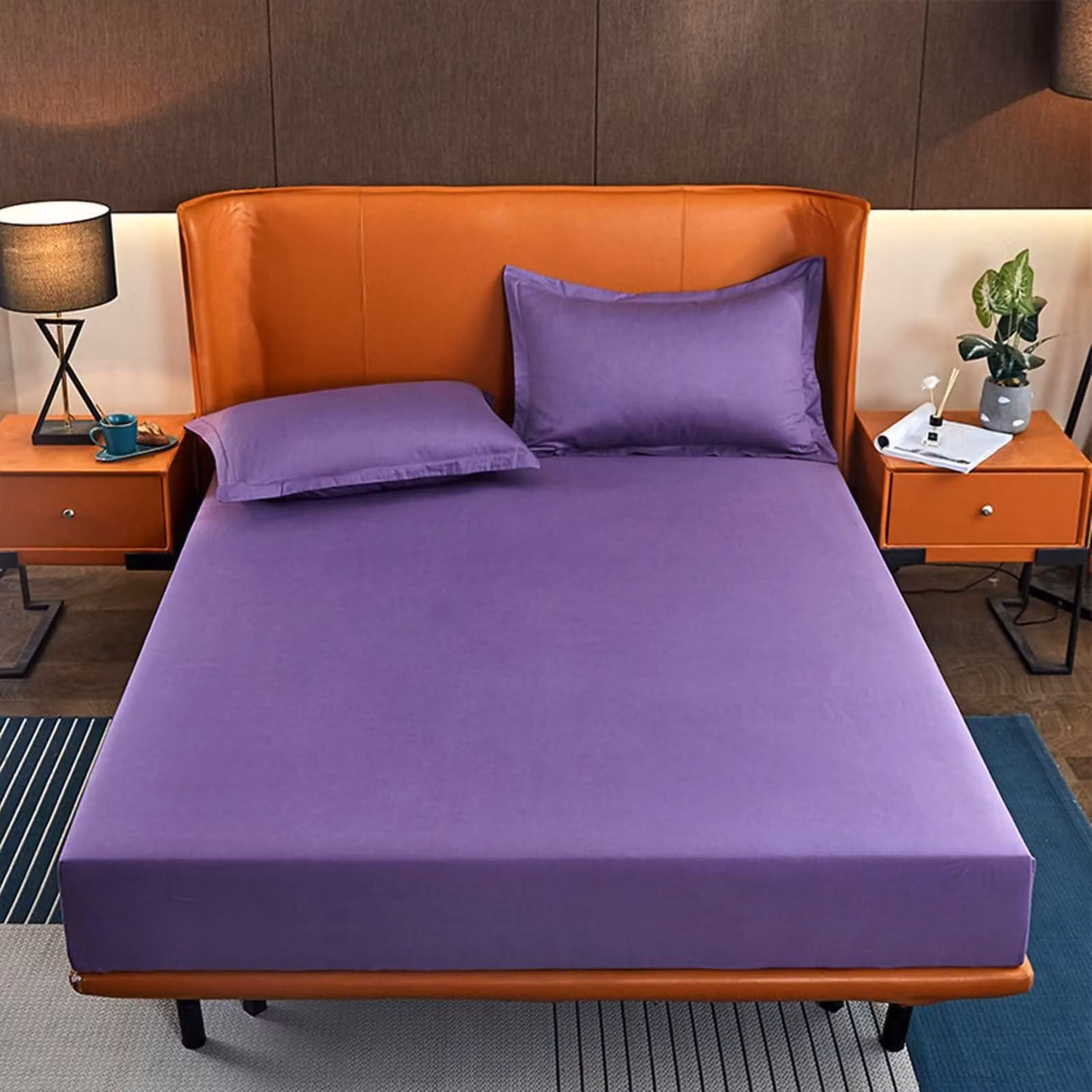 Coprimaterasso per letto con box a molle, 120 x 200 cm, colore viola