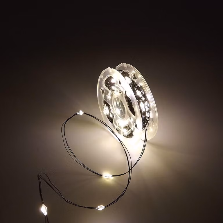 Catena luminosa a micro-LED, 20 metri, luce bianca calda, grado di protezione IP44, 8 modalità di illuminazione, timer integrato
