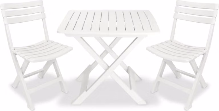 Maison Exclusive - Set da bistrot pieghevole in plastica bianca, 3 pezzi