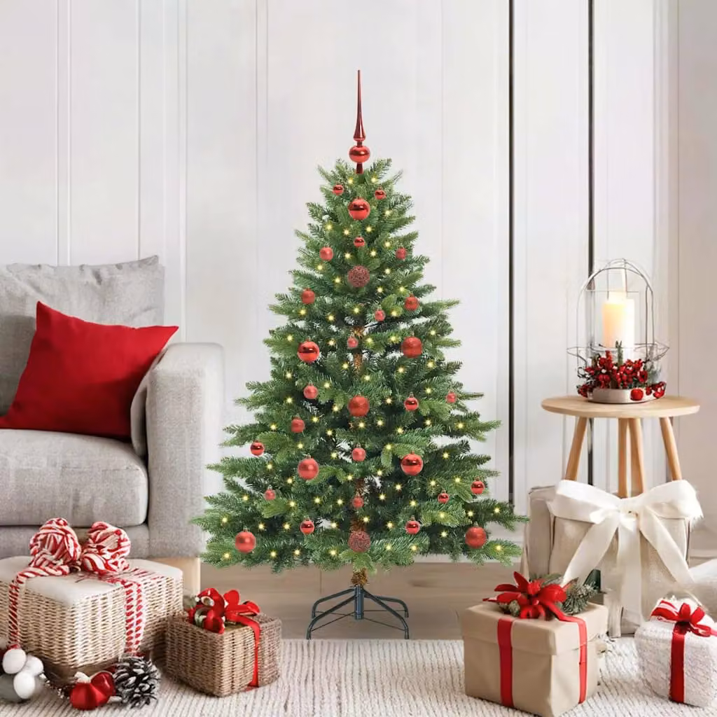 Albero di Natale artificiale vidaXL verde con 150 LED luce bianca calda in PE e PVC, Altezza: 120 cm