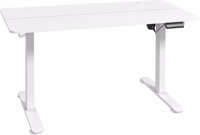 Scrivania Chicfurn regolabile in altezza con motore elettrico e 4 memorie, colore bianco, L: 140 cm, P: 70 cm, H: 72-116 cm – 1