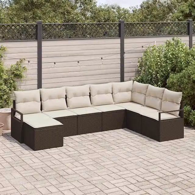 Set di divani 8 pz Marrone e Crema polyrattan 3355167
