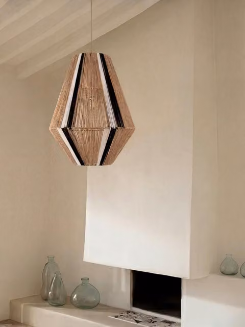 Lampada da soffitto Out Kenay Home in rattan e corda nera – 1