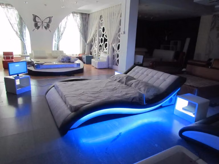 Luxus Bett Design Betten Digital USB Schlafzimmer Möbel Leder Doppel Hotel Sound