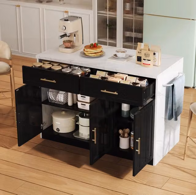 Isola da cucina 120x60x91 cm con prese USB e bancone