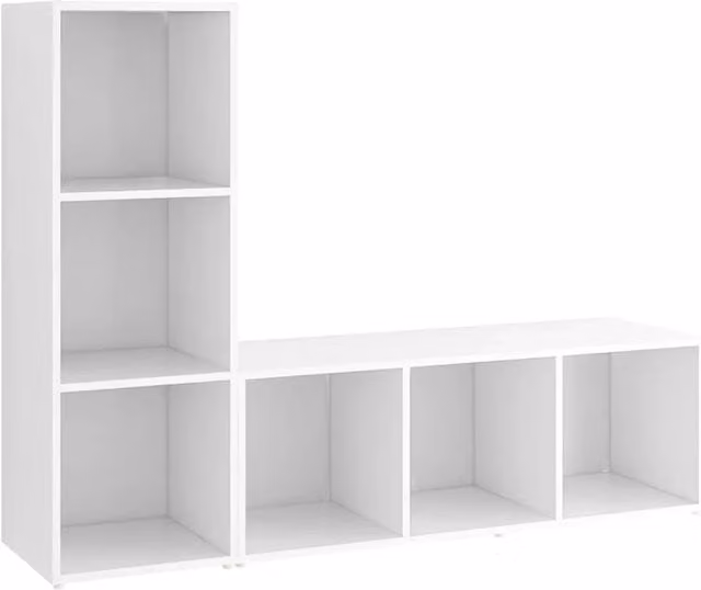 Set di 2 Mobili TV Bianchi in Legno Multistrato per Soggiorno L: 107 cm, P: 35 cm, H: 37 cm