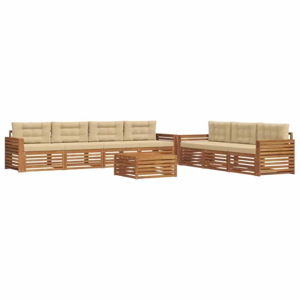 Set di divani da esterno 8 pezzi vidaXL in legno di acacia con tavolino da caffè, colore beige e sabbia – 2