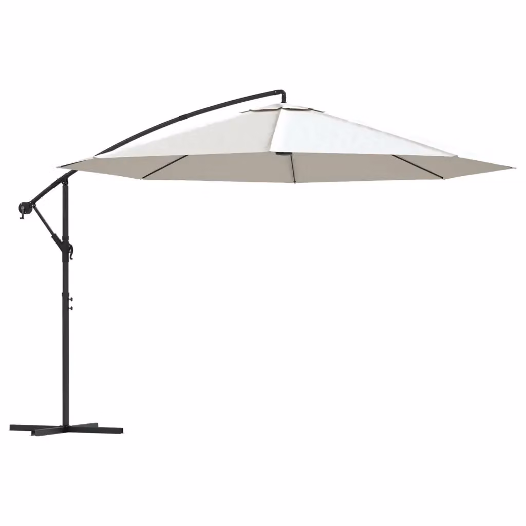 Ombrellone a Sbalzo da Giardino Videx Bianco Sabbia con Copertura in Poliestere 3,5 m – 2