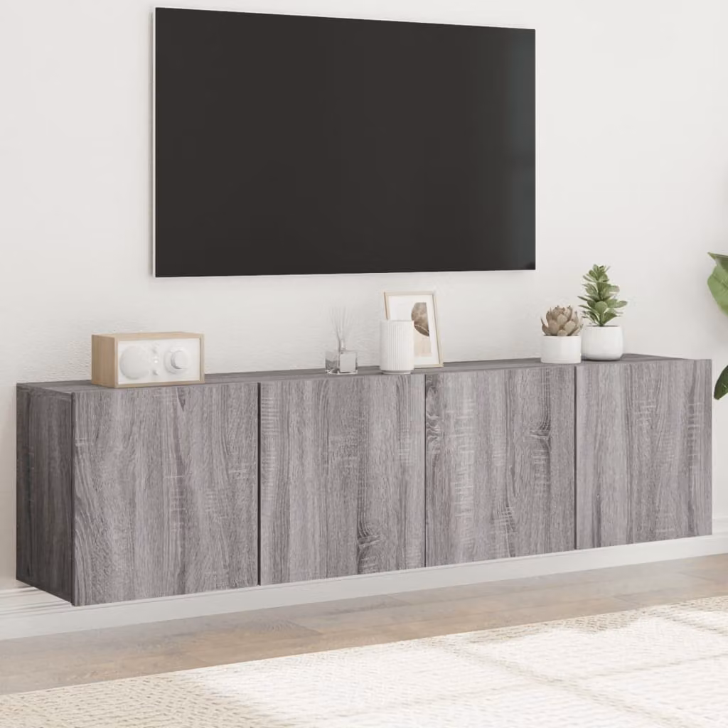 Set di 2 mobili TV da parete vidaXL in stile moderno, colore grigio, L 80 cm x P 30 cm x H 41 cm