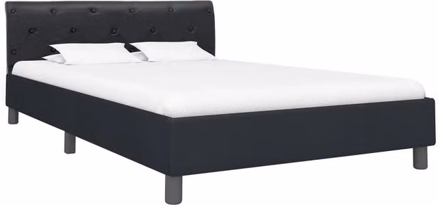 Letto matrimoniale | Letto per adulti | Giroletto Nero in Similpelle 140x200 cm