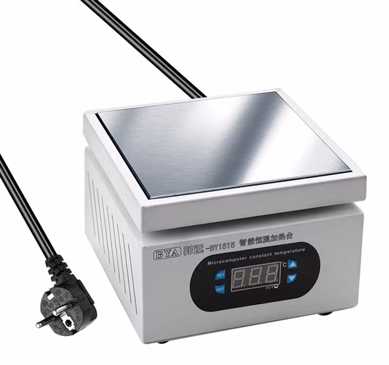Stazione di riscaldamento con piastre in alluminio, piattaforma di preriscaldamento elettronica da tavolo 0–400 ℃ per impianti BGA, riparazioni di circuiti stampati, telefoni cellulari e schermi LCD