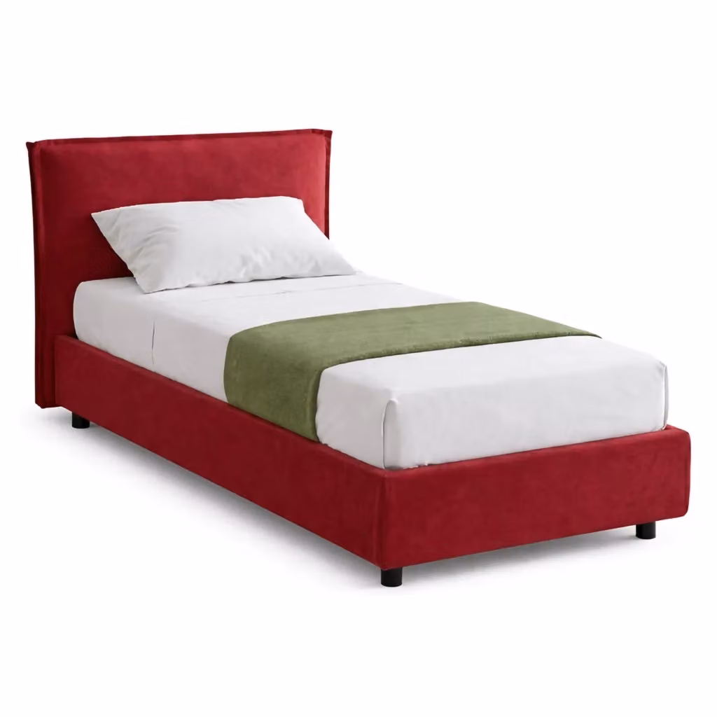 Letto Singolo Brozolo DMORA con Materasso Incluso, Rosso e Nero, L/P/H: 80 x 190 cm – 2