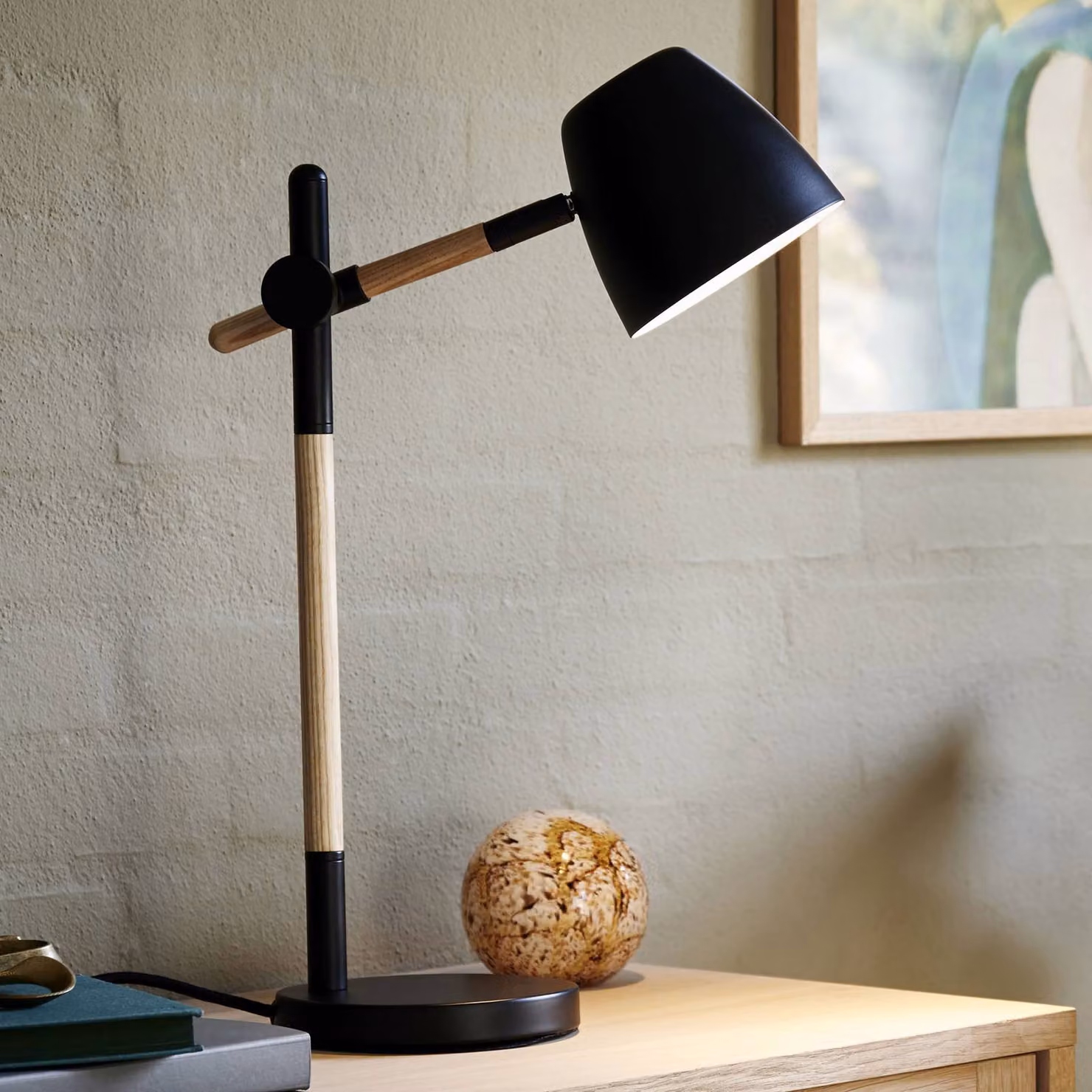 Nordlux Lampada da scrivania Theo, Nero, Studio / Ufficio, Metallo, Moderno, Lampada da tavolo