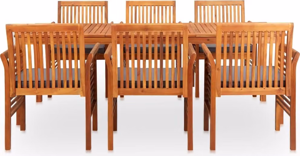 Set da Pranzo da Giardino 7 pz con Cuscini Massello di Acacia