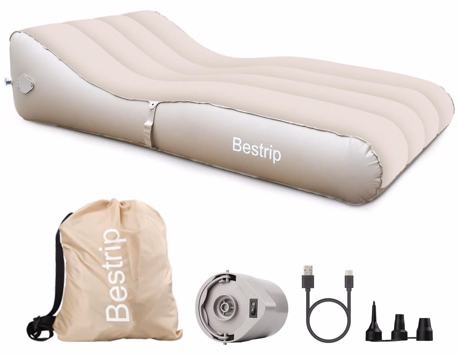 Letto gonfiabile con pompa, taglia XL, 220x110 cm, completo di borsa