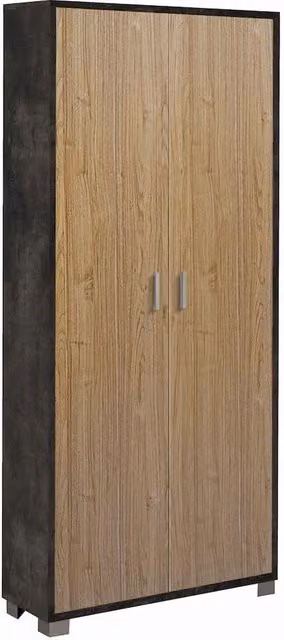 Armadio mobile 2 ante 83x29x190H cm in kit di montaggio colore Ossido nero e Noce Stelvio