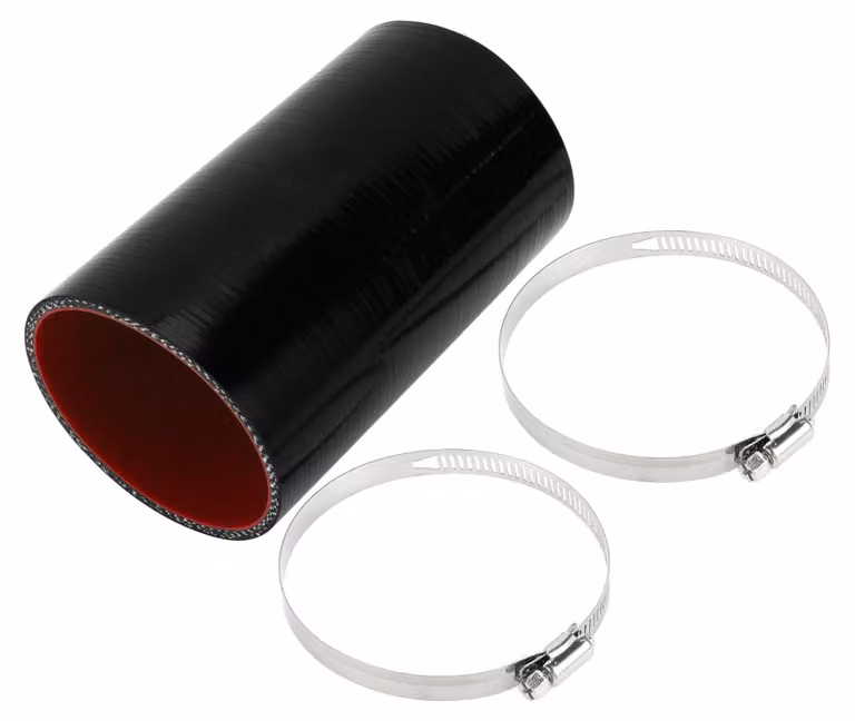 Tubo in silicone multistrato (4 strati) - Diametro interno: 79,5 mm (3,15 pollici) - Lunghezza: 150 mm - Colore: nero/rosso - Spessore: 5 mm - Resistente alle temperature fino a 300°C - Tubo per il raffreddamento