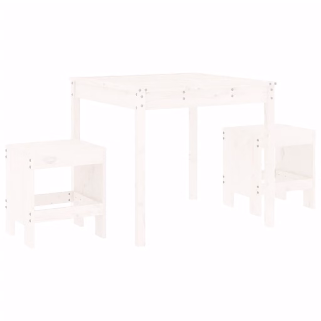 Set da Bistrot da Giardino 3pz Bianco in Legno Massello di Pino