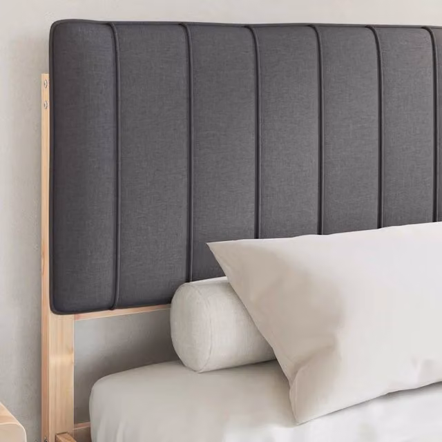 Letto matrimoniale | Letto per adulti | Letto con Testiera Rivestita Grigio scuro 160 x 200 cm