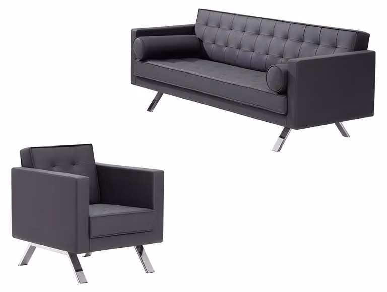 Sessel 1-Sitzer Design Leder Stuhl Polster Sofa 3 Sitzer Büro Einrichtung